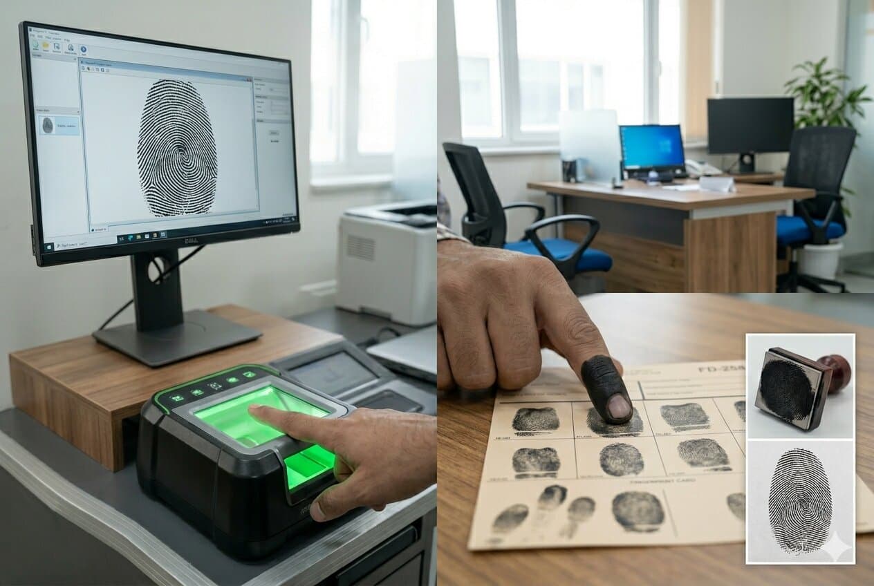 Biometric digital live scan fingerprint scanner for high precision record submission